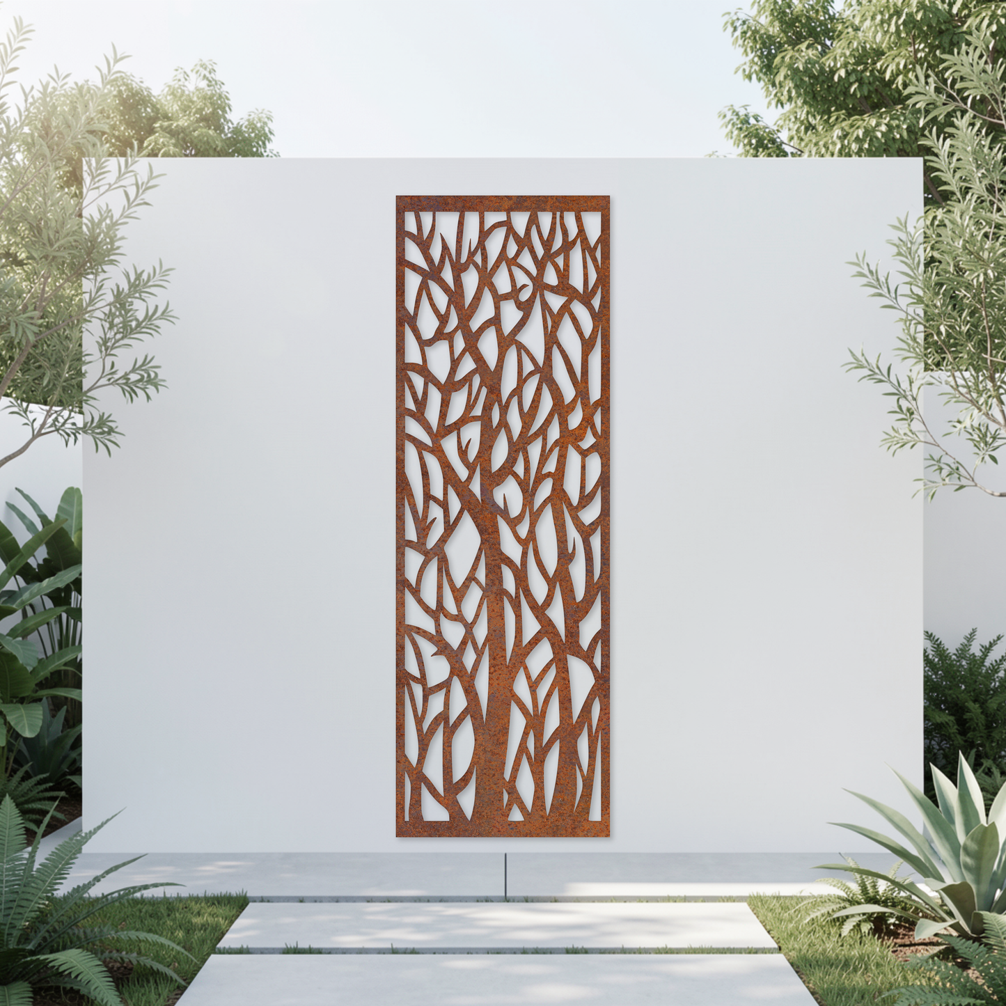 Corten Steel Garden Screen - Tree Branch Design