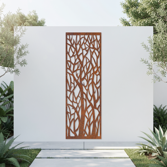 Corten Steel Garden Screen - Tree Branch Design