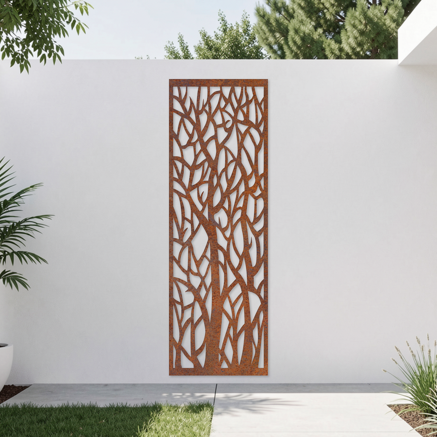 Corten Steel Garden Screen - Tree Branch Design