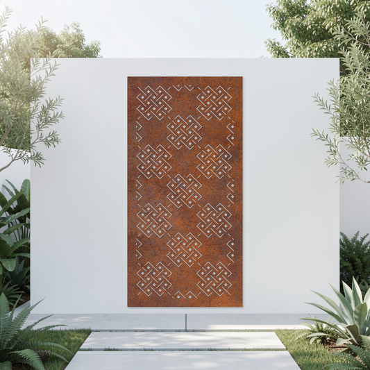 Corten Steel Garden Screen - Celtic Knot Pattern Design