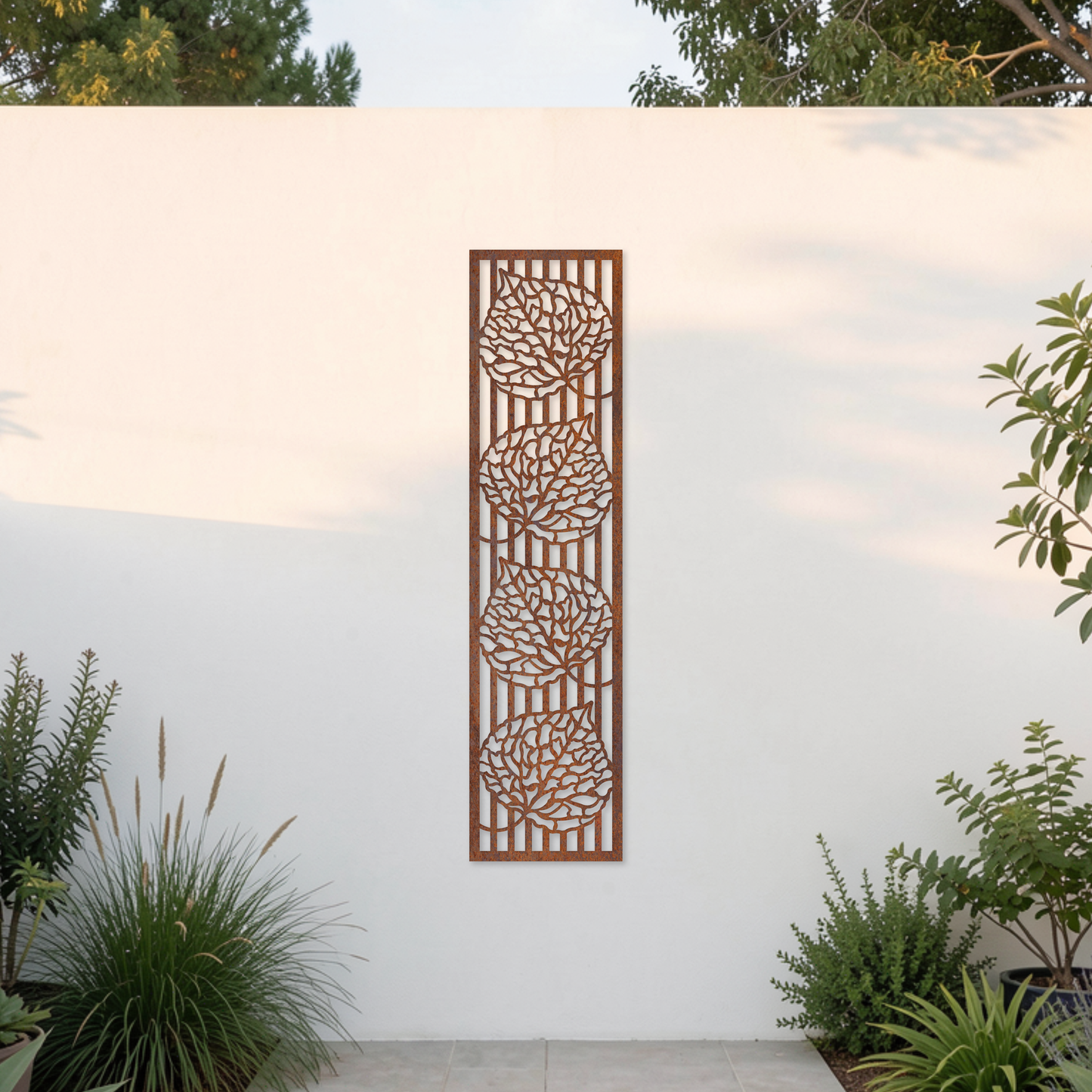 Corten Steel Garden Screen - Floral Bloom Design
