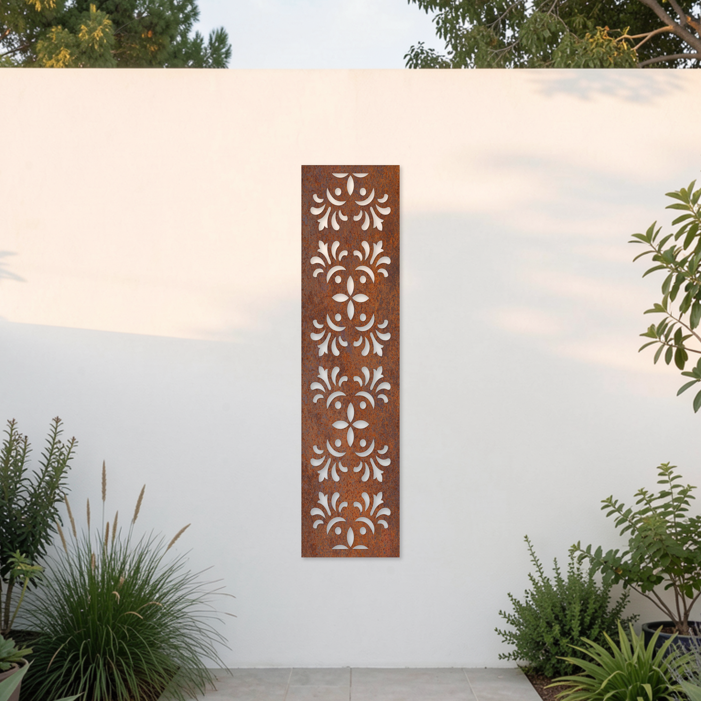 Corten Steel Garden Screen - Classic Motif Design