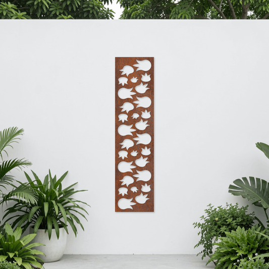 Corten Steel Garden Screen - Botanical Pod Design