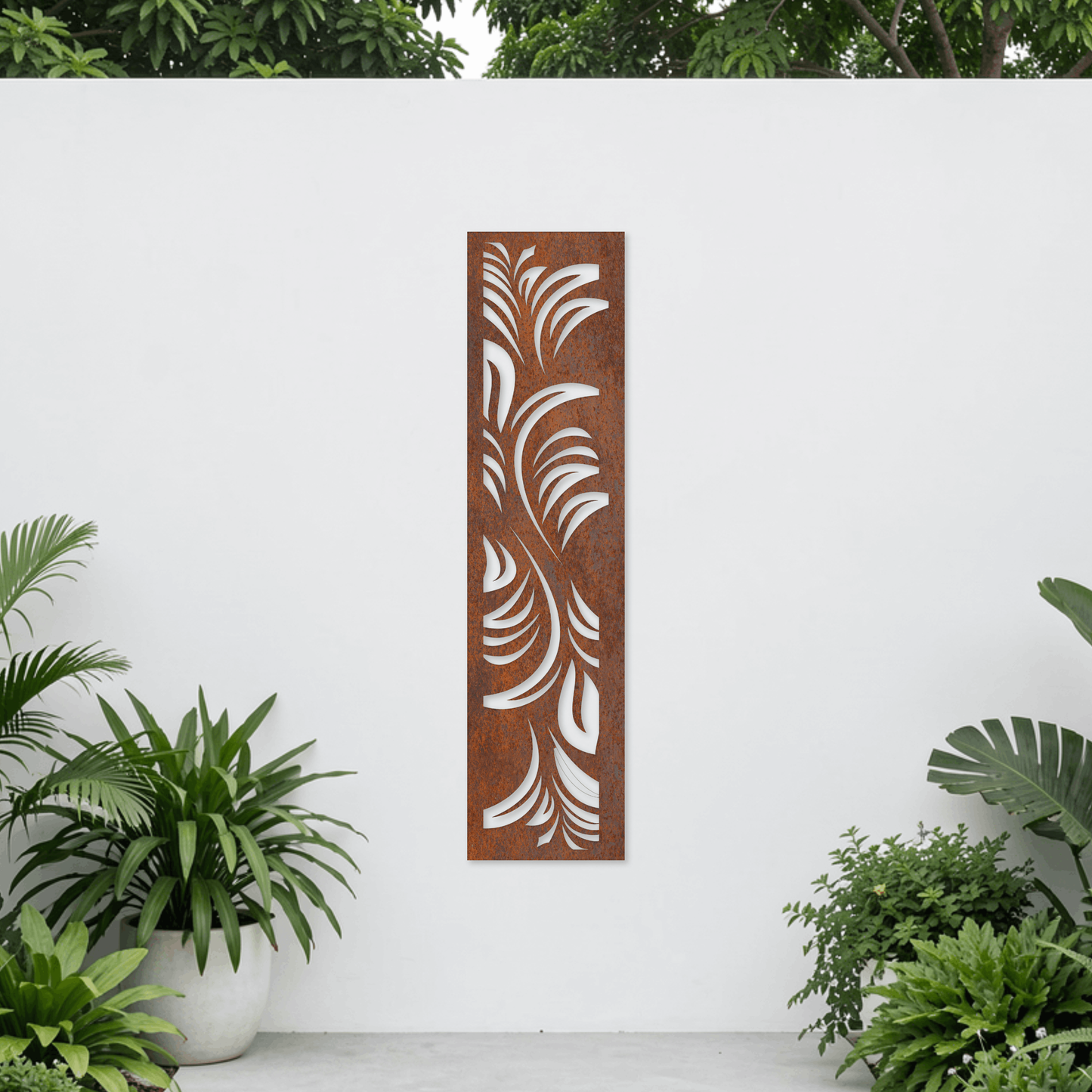 Corten Steel Garden Screen - Tropical Fond Design