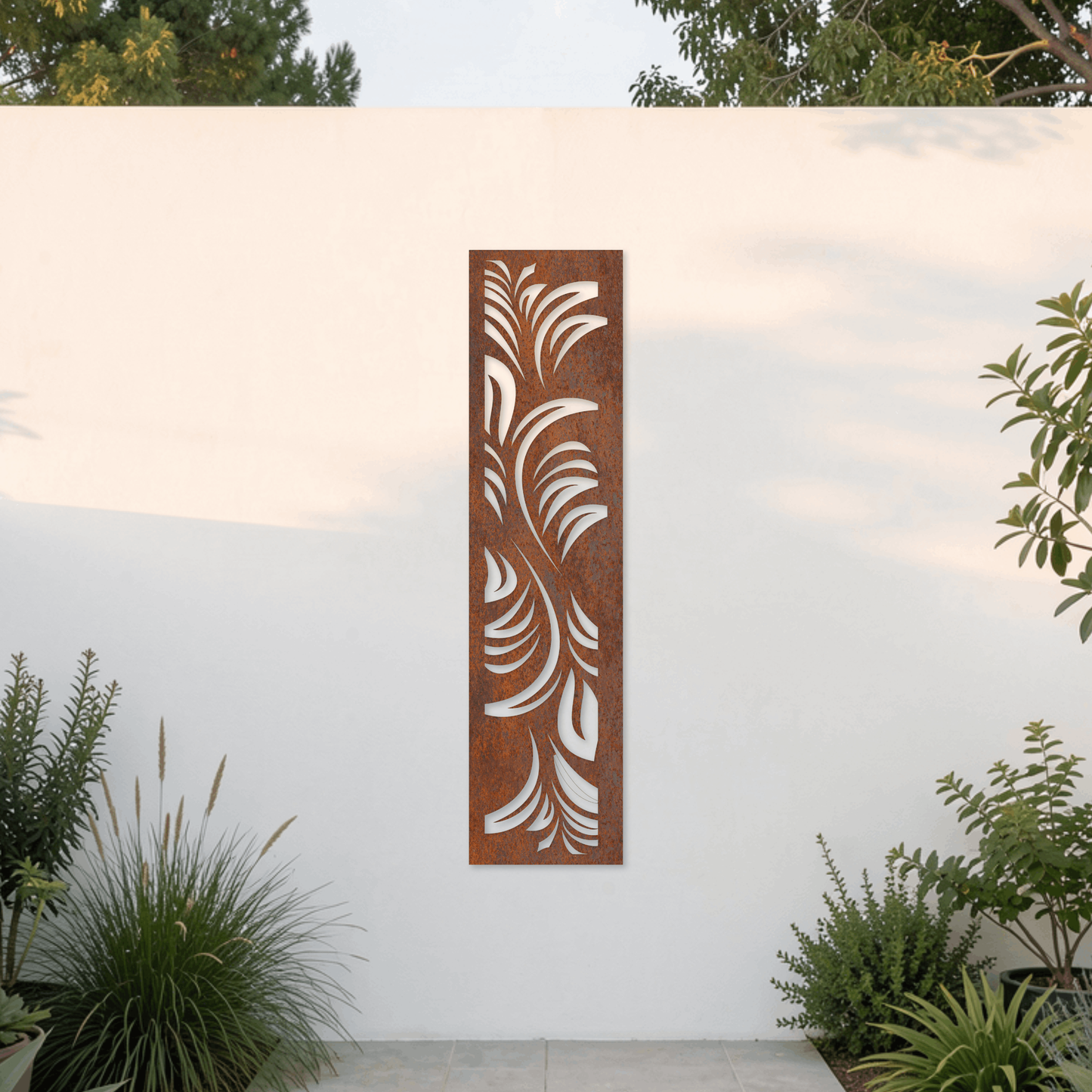 Corten Steel Garden Screen - Tropical Fond Design