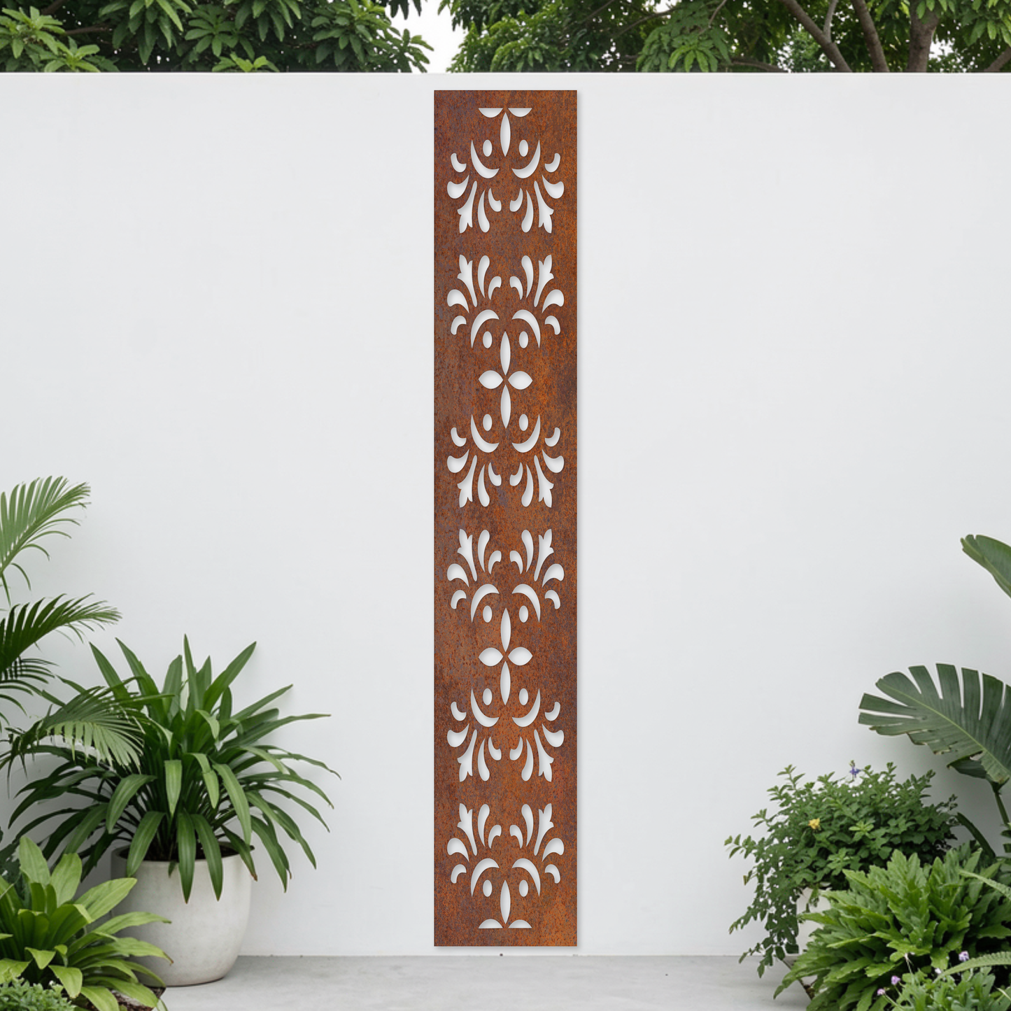 Corten Steel Garden Screen - Classic Motif Design
