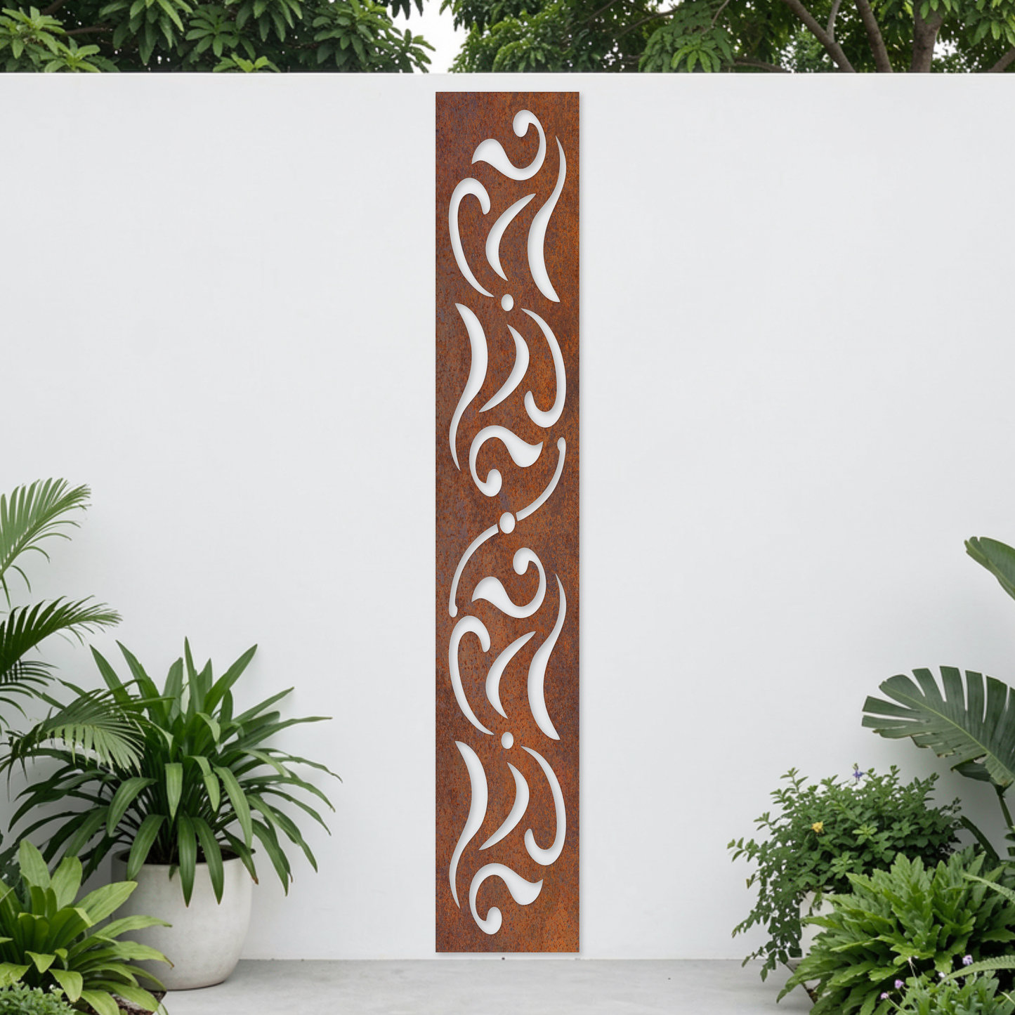 Corten Steel Garden Screen - Ornamental Flow Design