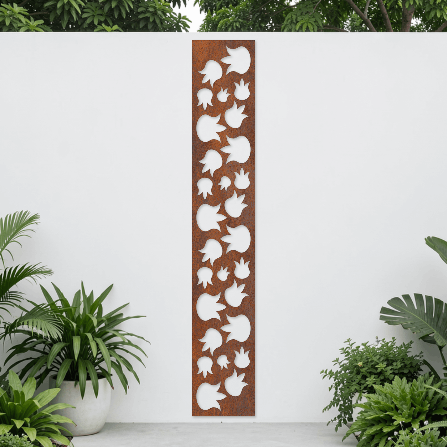 Corten Steel Garden Screen - Botanical Pod Design