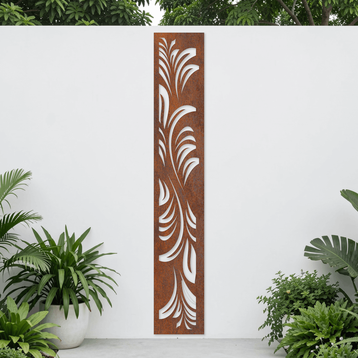 Corten Steel Garden Screen - Tropical Fond Design