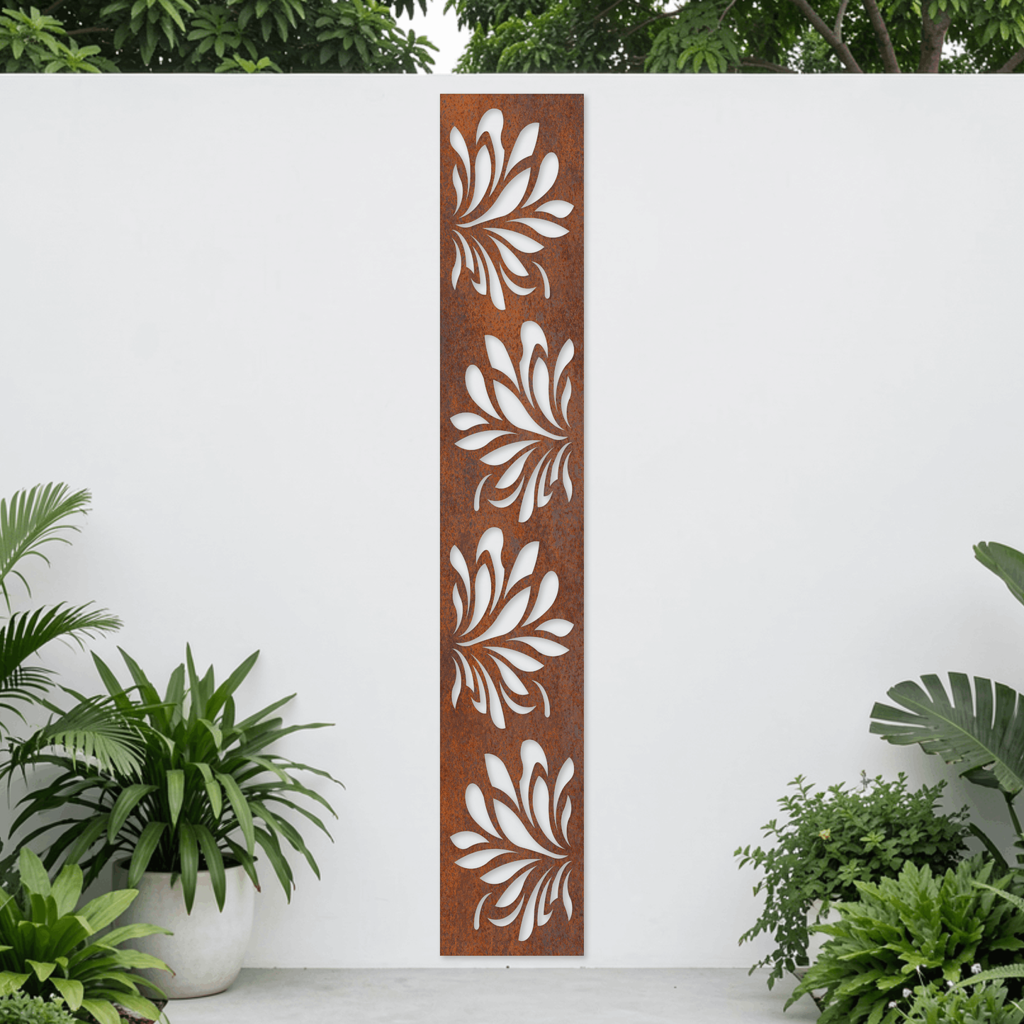 Corten Steel Garden Screen - Floral Burst Design