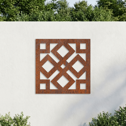 Corten Steel Decorative Garden Wall Panel - Celtic Knot Design