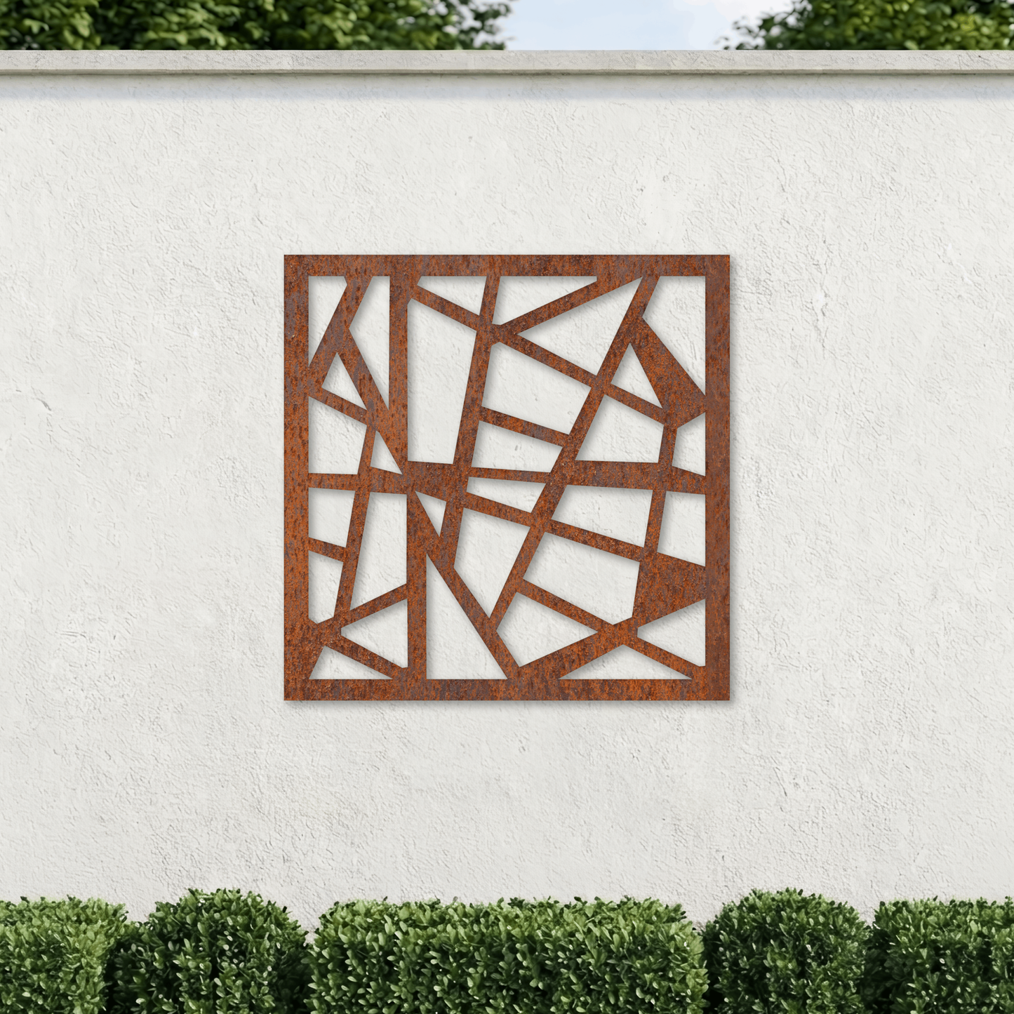 Corten Steel Decorative Garden Wall Panel - Abstract Geometric Shard Design