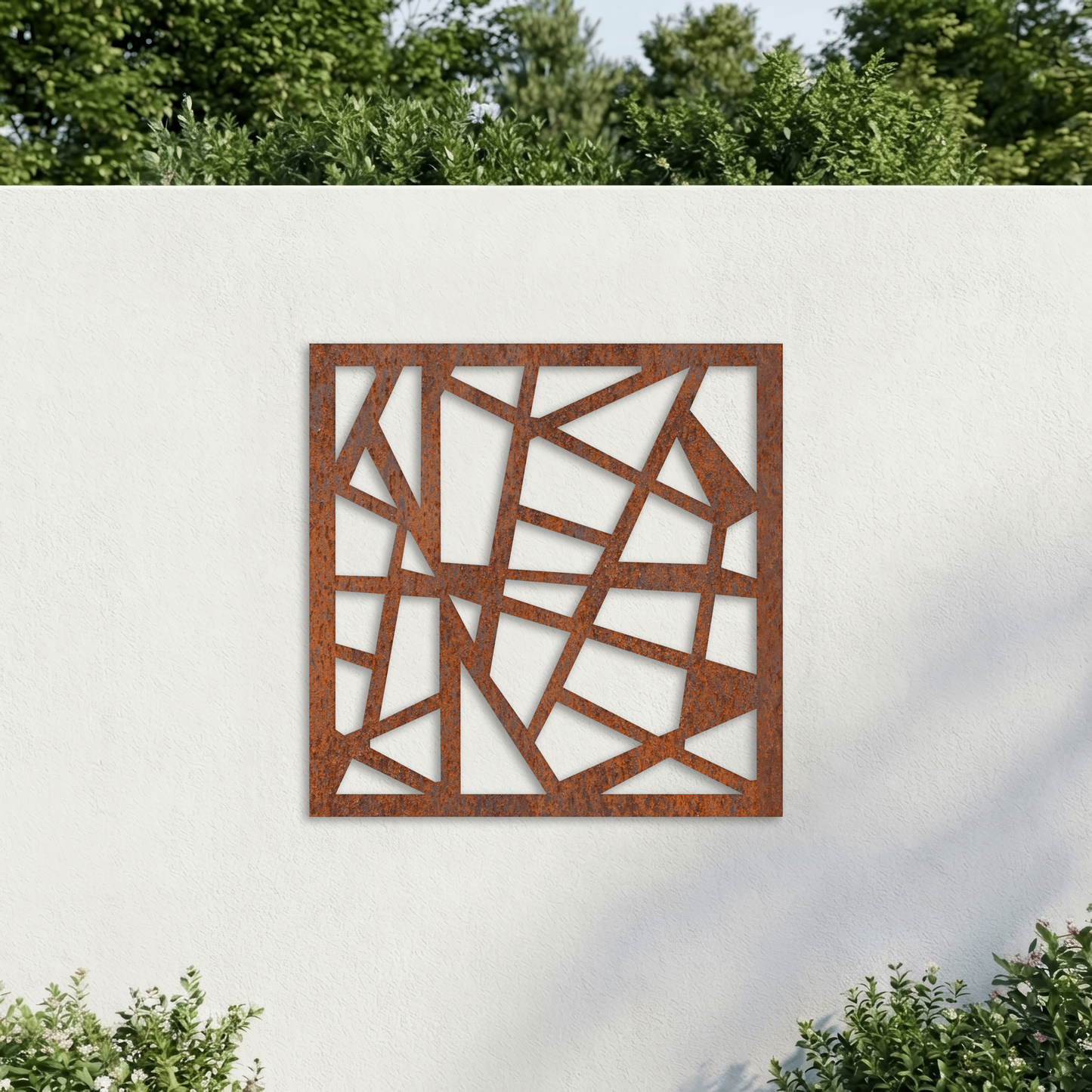 Corten Steel Decorative Garden Wall Panel - Abstract Geometric Shard Design