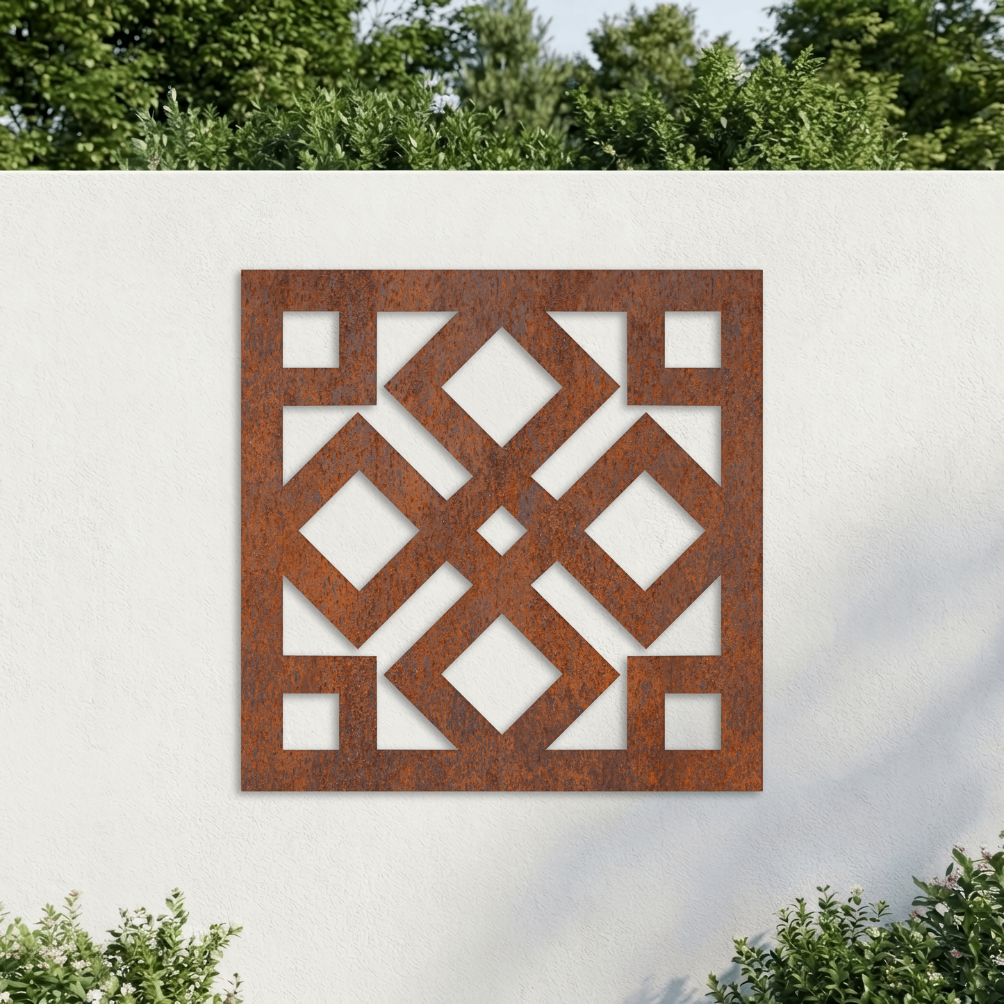Corten Steel Decorative Garden Wall Panel - Celtic Knot Design