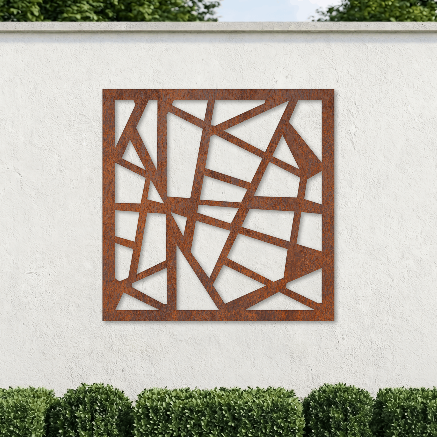 Corten Steel Decorative Garden Wall Panel - Abstract Geometric Shard Design