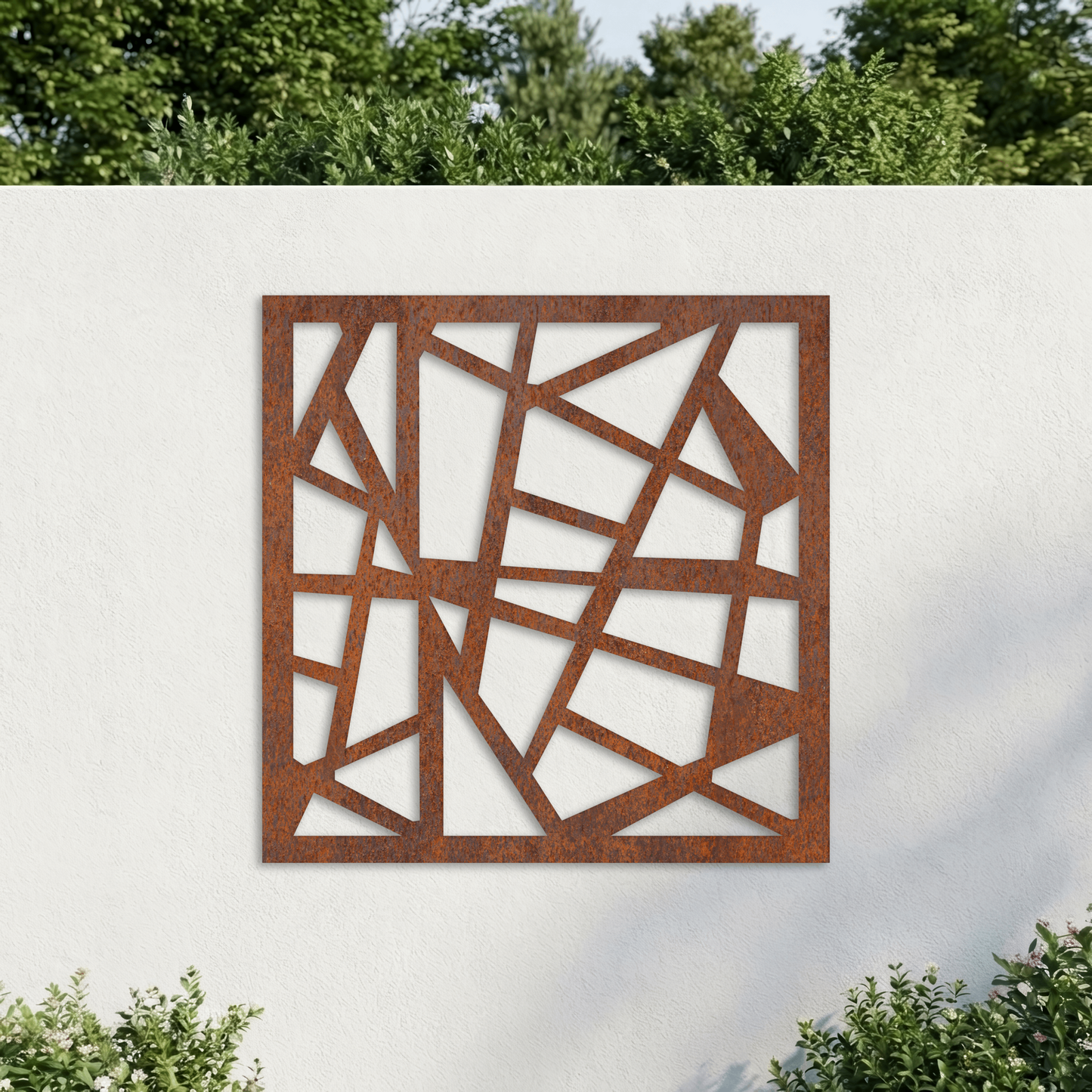 Corten Steel Decorative Garden Wall Panel - Abstract Geometric Shard Design