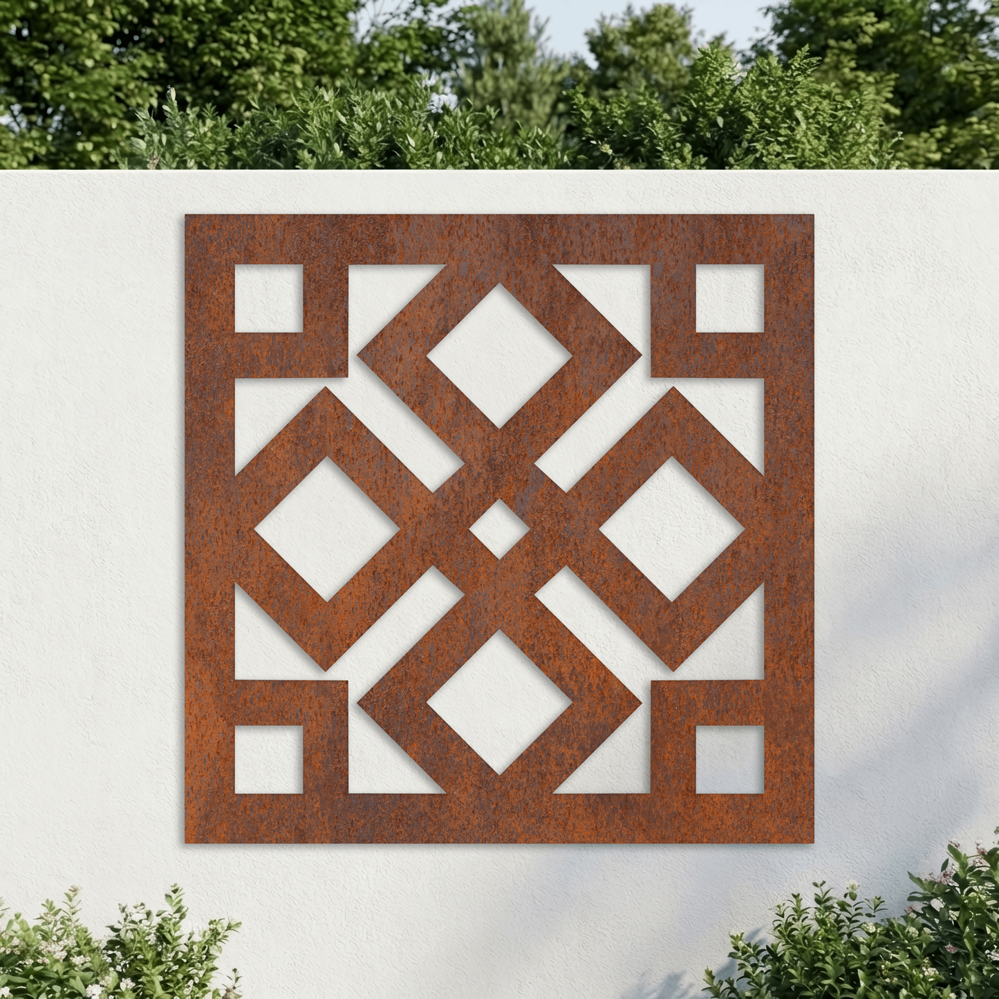Corten Steel Decorative Garden Wall Panel - Celtic Knot Design