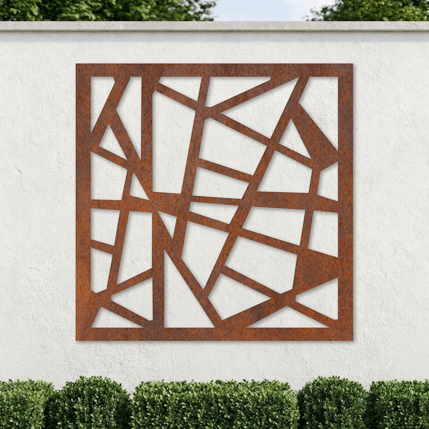 Corten Steel Decorative Garden Wall Panel - Abstract Geometric Shard Design