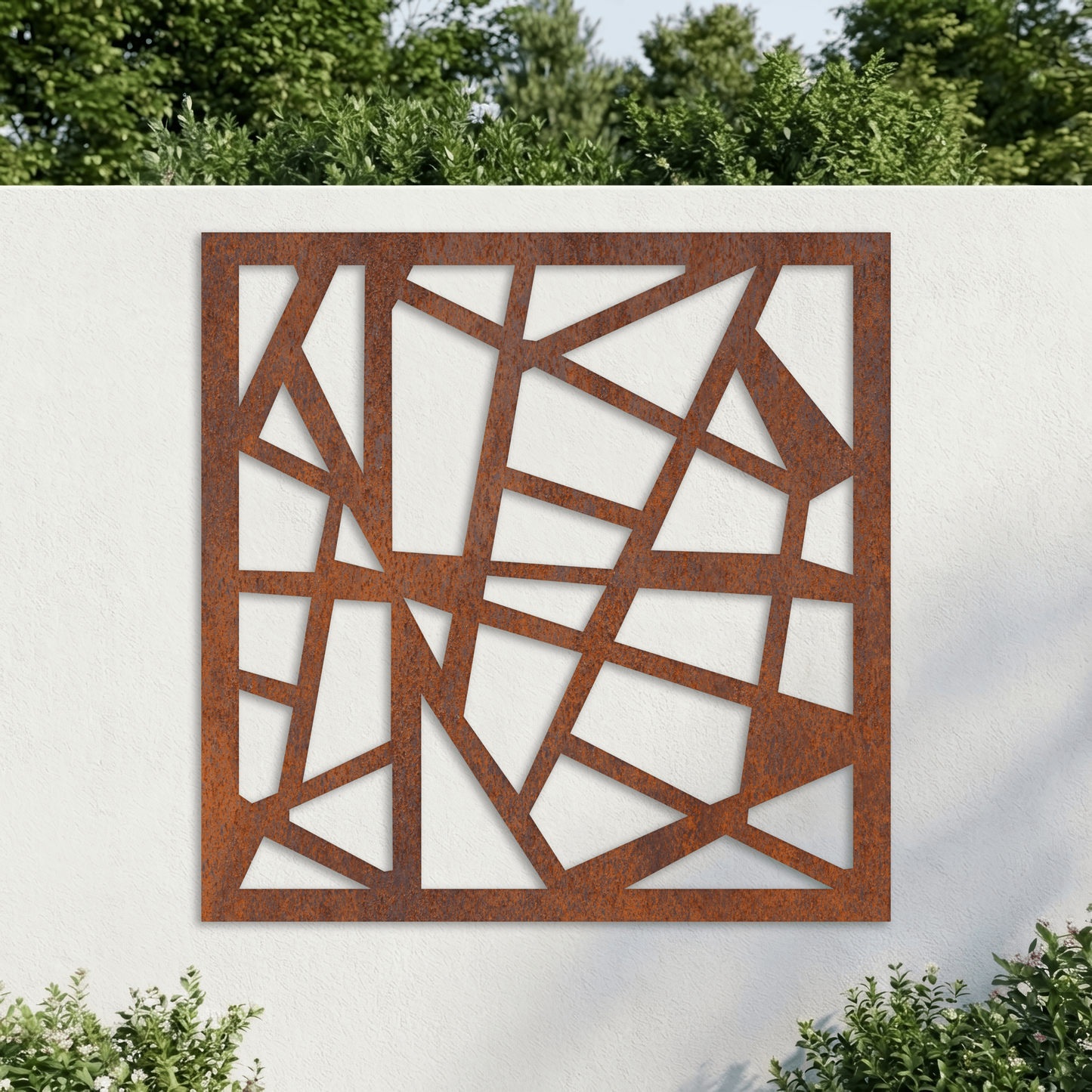 Corten Steel Decorative Garden Wall Panel - Abstract Geometric Shard Design